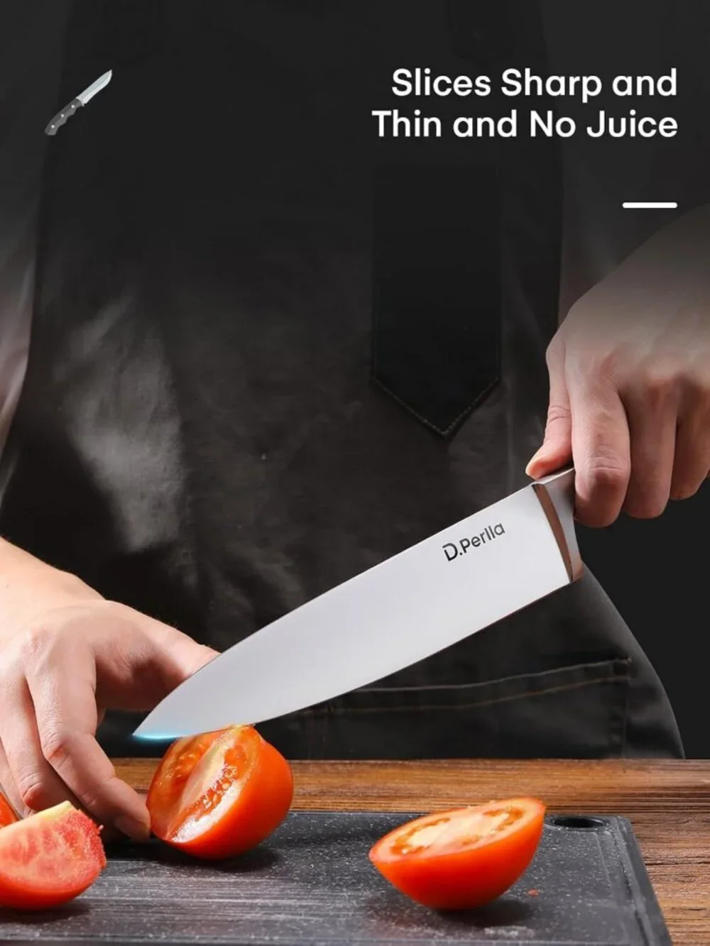 6-Piece Small Kitchen Knife Set with Block, German Stainless Steel, Sharp Chef